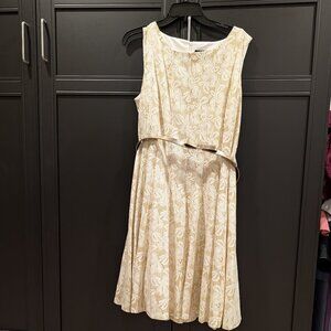 White and Gold Dress with Belt